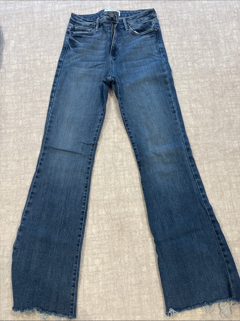 Just Black Dark Blue Flared Jeans with Frayed Hem